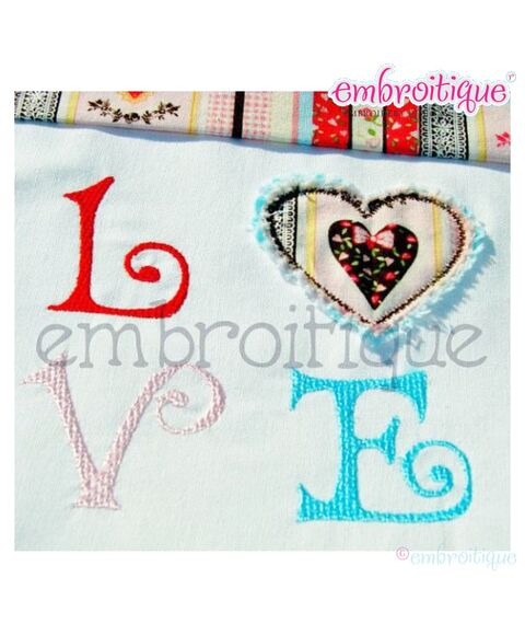 Love Heart Block Raw Edge Applique Valentine Baby Everyday Adorable