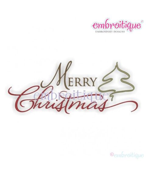 Merry Christmas Script Classy Embroidery Design