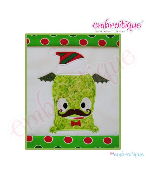 Monster in a Santa Hat Applique - Large