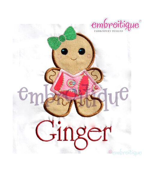 Mrs. Ginger Bread Christmas Gingerbread Applique