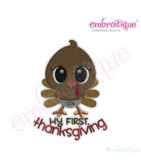 My First Thanksgiving Turkey Fill Stitch Embroidery Design