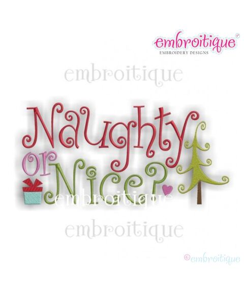 Naughty or Nice Christmas Curly Design Cute