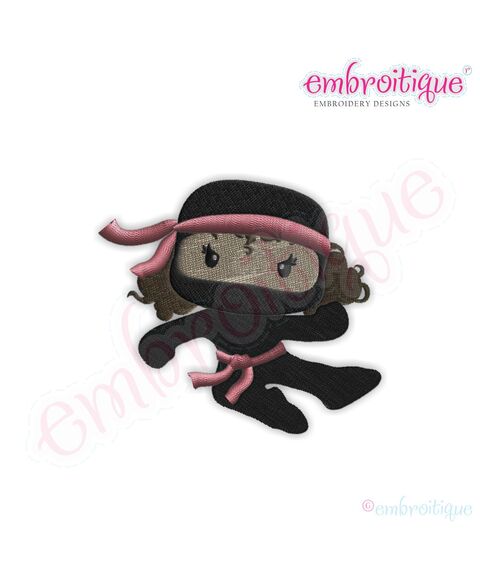 Ninja for Girls High Kick Embroidery Design
