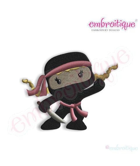 Ninja for Girls with Sword Embroidery Design