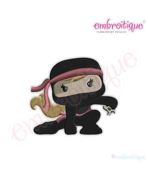 Ninja for Girls with Throwing Star Embroidery Design