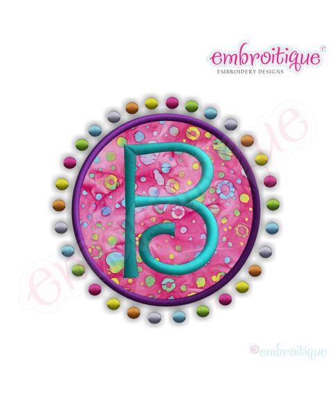 Rainbow Dots Applique Font Frame