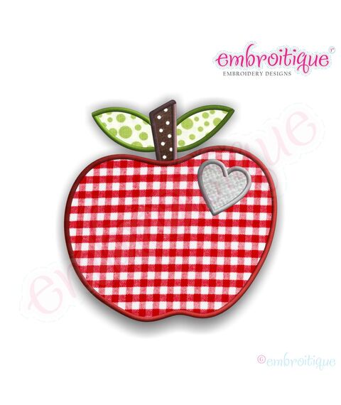Red Apple with Heart Applique