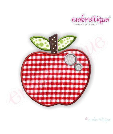 Red Apple with Worm Holes Applique