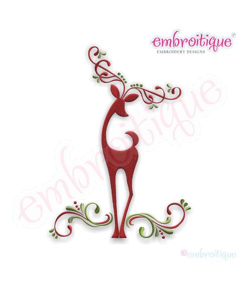 Reindeer Elegant Classy Swirls Embroidery Design
