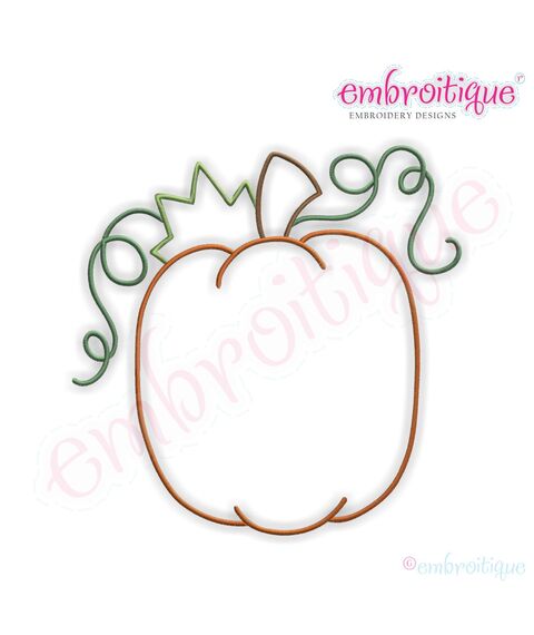 Round Pumpkin with Curly Vines Embroidery Design