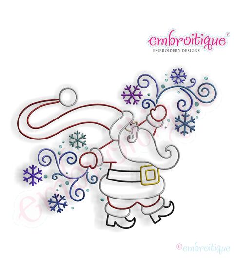 Santa with Swirls and Snowflakes Embroidery Design