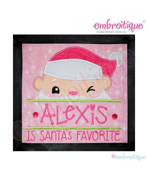 Santa's Favorite Split Name Frame Applique - Large