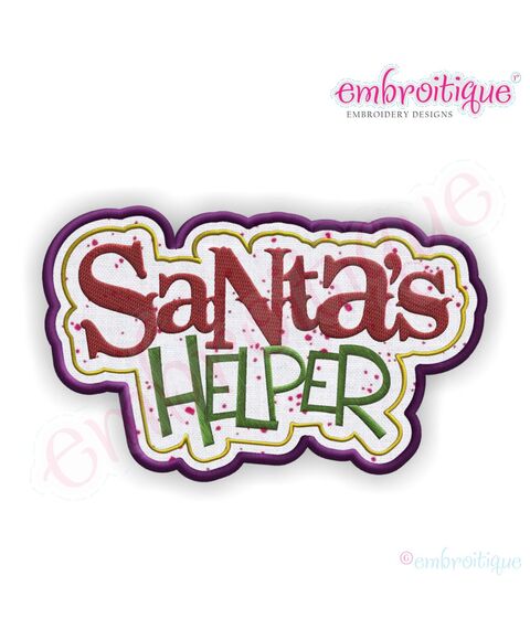 Santa's Helper Christmas Applique - Satin Stitch and Raw Edge Included