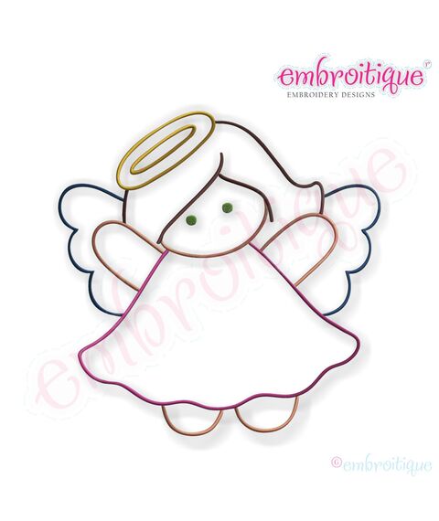 Simple Christmas Angel Embroidery Design - Small