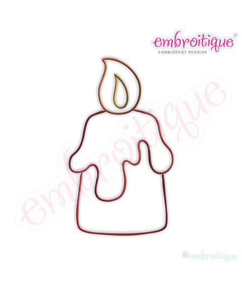 Simple Christmas Candle Embroidery Design - Large