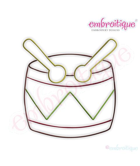 Simple Christmas Drum Embroidery Design - Large