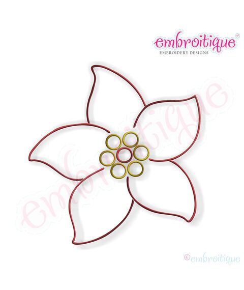 Simple Christmas Poinsettia Embroidery Design - Large