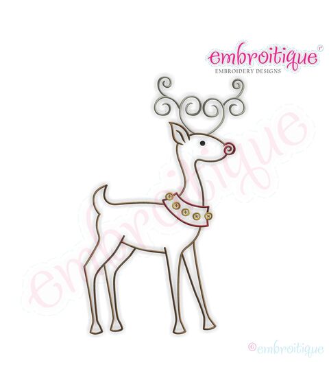 Simple Christmas Reindeer Embroidery Design - Large