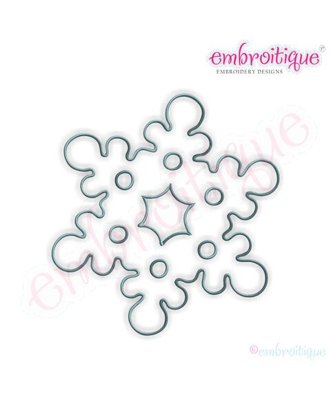 Simple Christmas Snowflake Outline Embroidery Design - Small