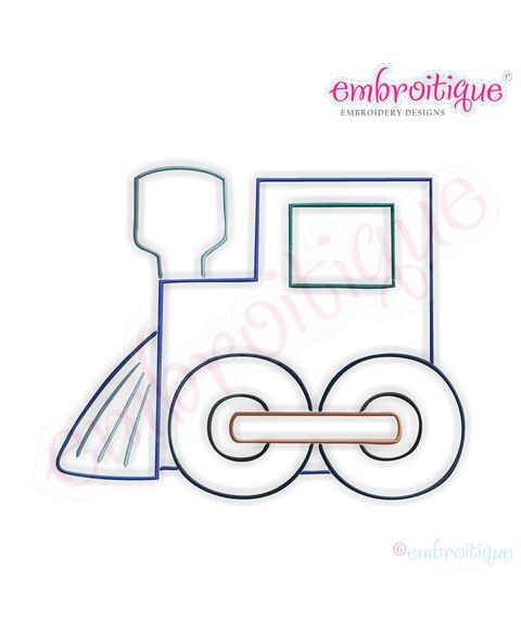 Simple Christmas Train Embroidery Design - Large