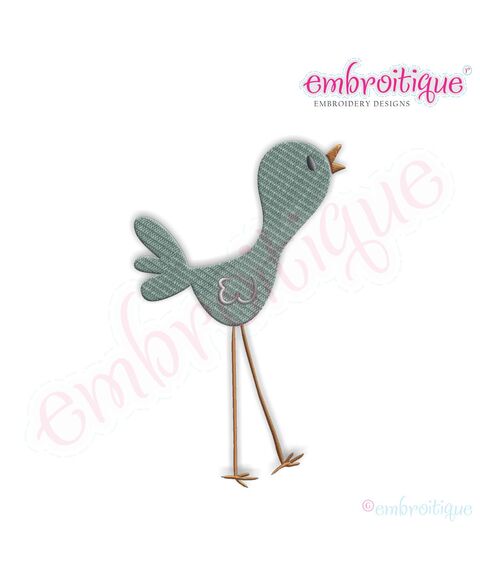 Skinny Birds - Bird Looking Up Embroidery Design