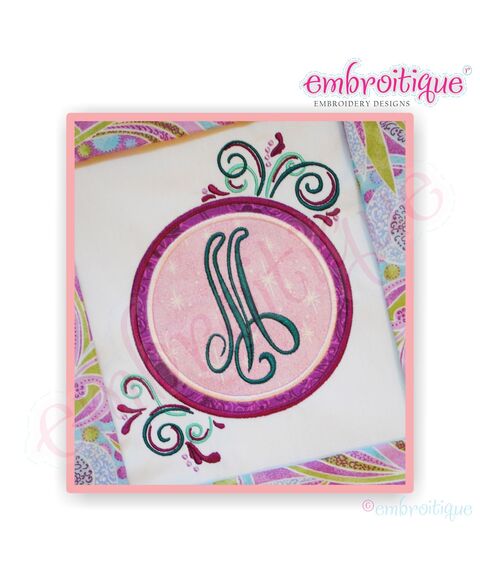 Swirly Curly Circle Applique Font Frame