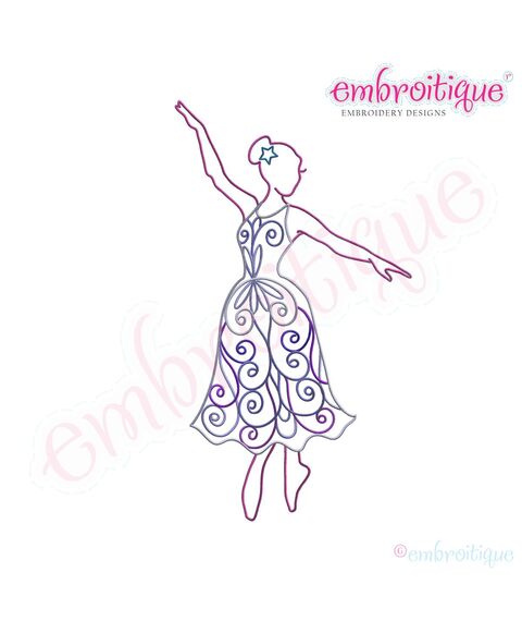 Swirly Twirly Ballet Dancer Embroidery Design