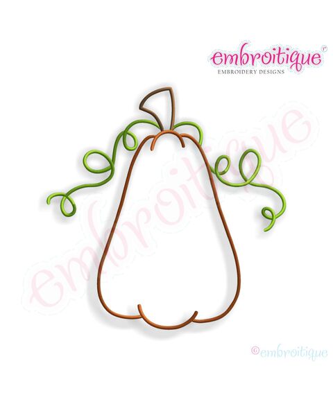Tall Pumpkin with Curly Vines Embroidery Design