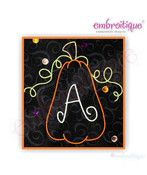 Tall Pumpkin with Curly Vines Monogram Font Set