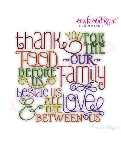 Thank You for the Food Before Us... Embroidery Design