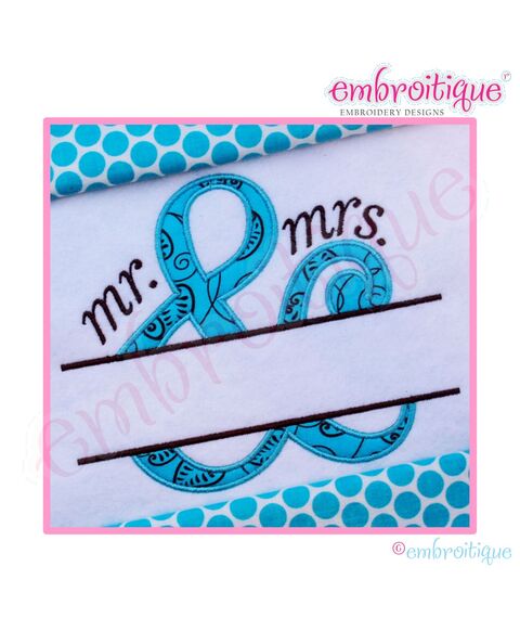 Ampersand Mr and Mrs Applique Split Name Frame - Large