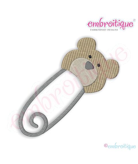 Baby Bear Safety Pin Embroidery Design