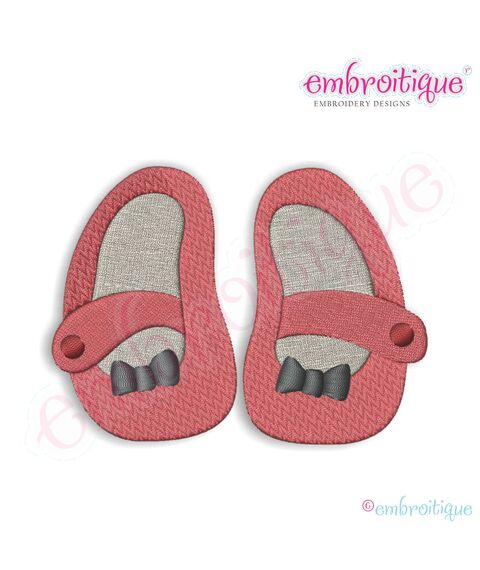 Baby Girl Shoes Filled Embroidery Design