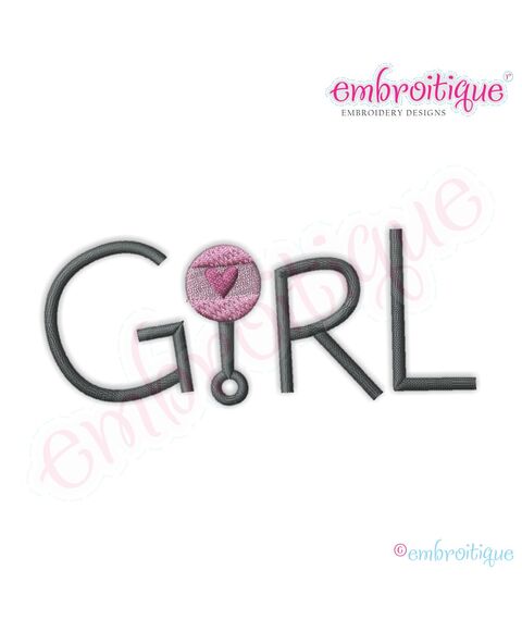 Baby Girl with Rattle Embroidery Design