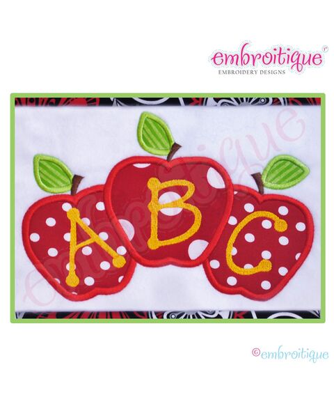 Back to School 3 Apple Monogram Frame and Single Applique