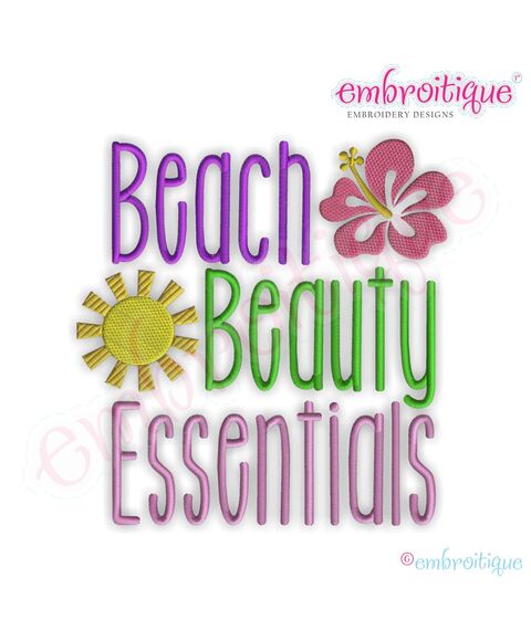 Beach Beauty Essentials Embroidery Design
