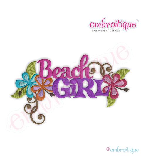 Beach Girl Embroidery Design