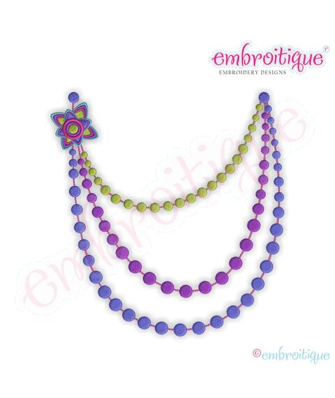 Beaded Necklace with Floral Broach Embroidery Design