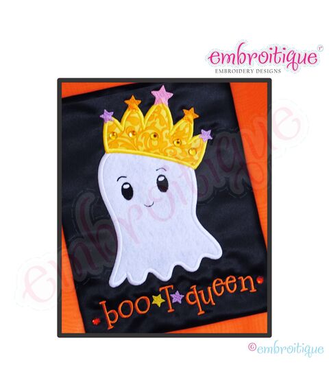 Halloween Boo T Queen Princess Crown Ghost Applique
