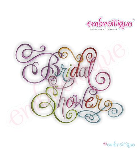 Bridal Shower Calligraphy Script Embroidery Design