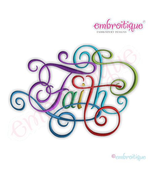 Faith Calligraphy Script Embroidery Design - Small, 2 image