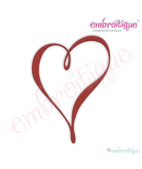Calligraphy Heart Chevron Pattern Filled Embroidery Design - Large