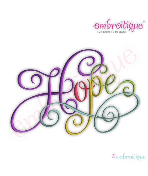 Hope Calligraphy Script Embroidery Design - Large, 2 image