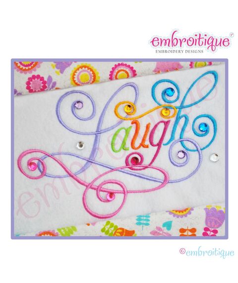 Laugh Calligraphy Script Embroidery Design - Small