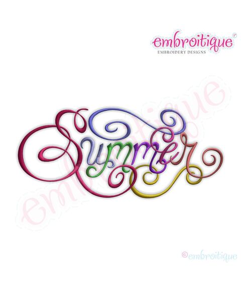 Summer Calligraphy Script Embroidery Design - Small