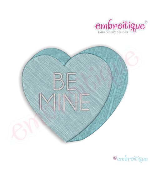 Candy Heart Be Mine Filled Embroidery Design
