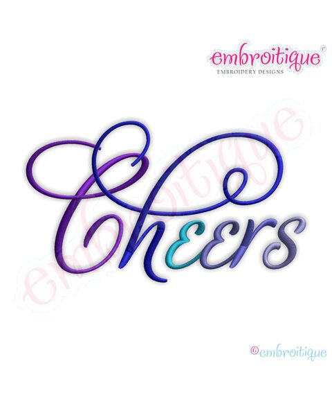 Cheers Script 3 Embroidery Design