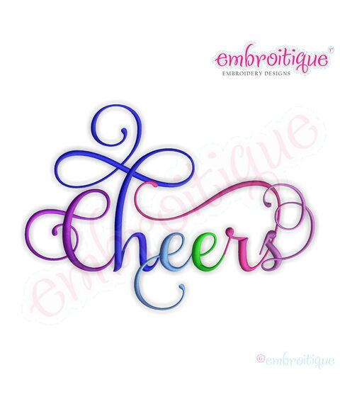 Cheers Script 4 Embroidery Design