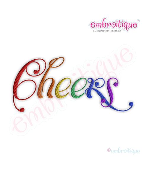 Cheers Script 5 Embroidery Design