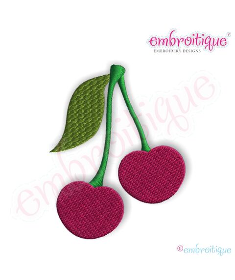 Cherries Filled Embroidery Design - Small